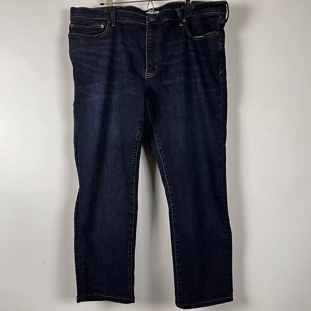 Lands' End Square Rigger Men's Dark Indigo Relaxed Jeans Slim Fit 42x27